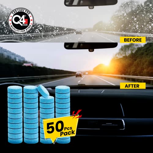 Q4 Ever Car Windshield Cleaning Tablets 50 Pcs | Best Car Glass Cleaner | Car Wiper Detergent