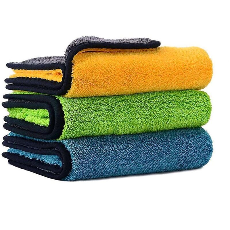 600gms-3pack-main Q4 EVER Microfiber Cleaning Cloth, 40x40cm, 600 GSM, Multicolor for Super Cleanliness