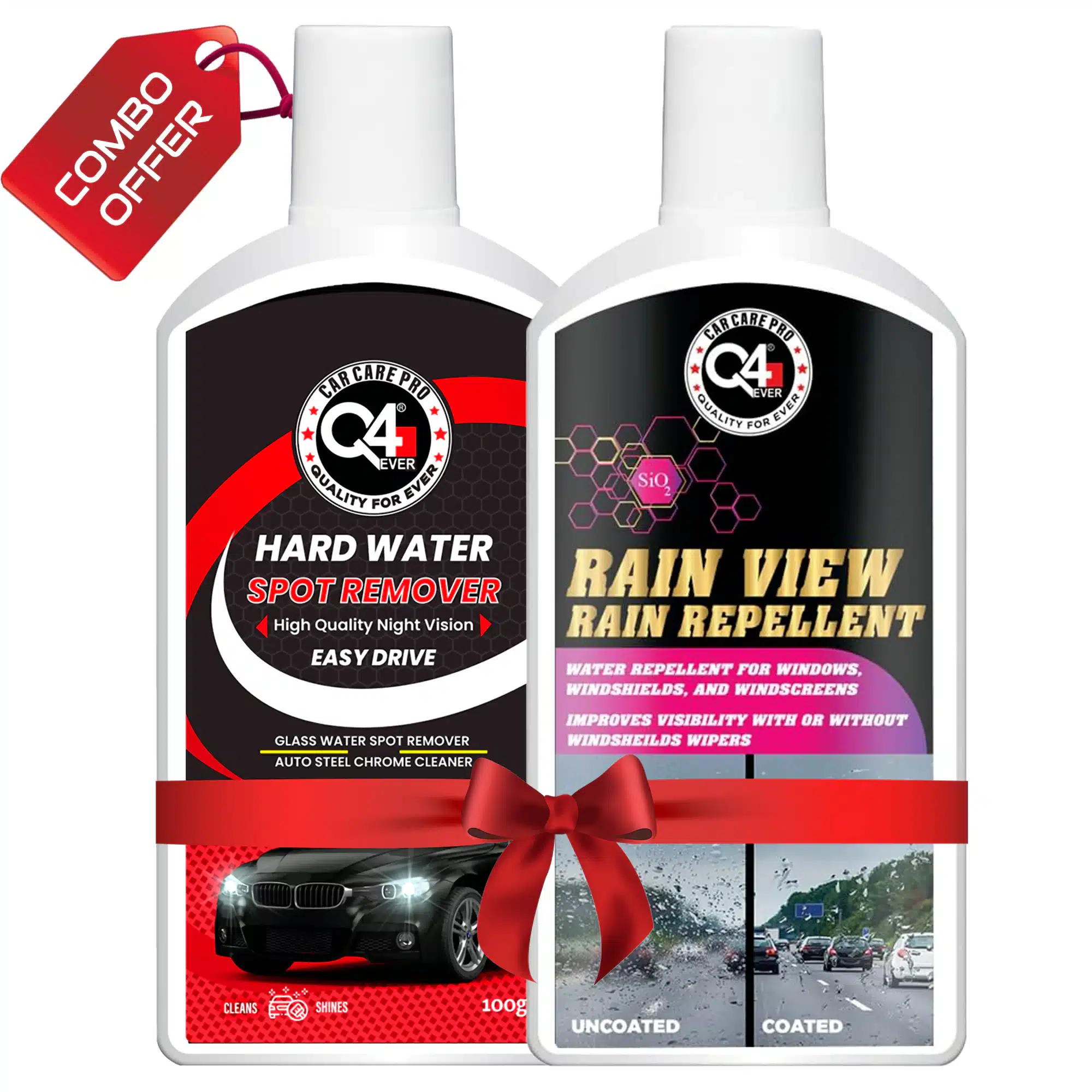 Q4 Ever Glass Care Combo (Hard Water Spot Remover 100G + Rain Repellent 110ML)